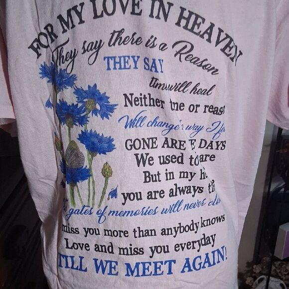 Gildan Pink Memorial Graphic Poem Short Sleeve Tee Size Large - Picture 4 of 11